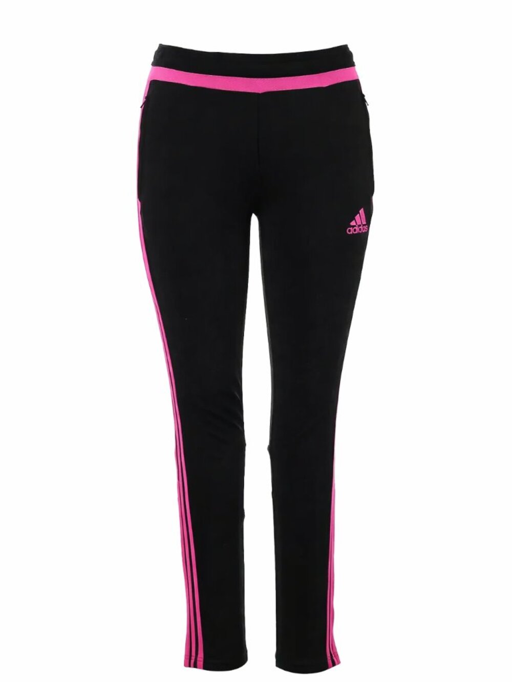 Adidas Black Woman's Activity Pants Zipper Legs Pink Stripes Logo Climacool XL